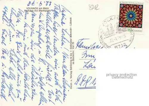 AK / Ansichtskarte Volkach Rathaus mit Marktplatz