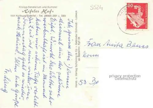 AK / Ansichtskarte Kyllburg Eifelkreis Rheinland-Pfalz Kneipp Sanatorium und Kurhotel Eifeler Hof