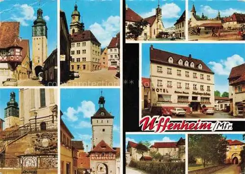 AK / Ansichtskarte Uffenheim Neustadt Aisch-Bad Windsheim Bayern Orts und Teilansichten Stadttor Kirche Hotel Gruener Baum