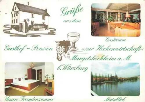 AK / Ansichtskarte Margetshoechheim Wuerzburg Bayern Gasthof Zur Heckenwirtschaft Gastraum Zimmer Seepanorama