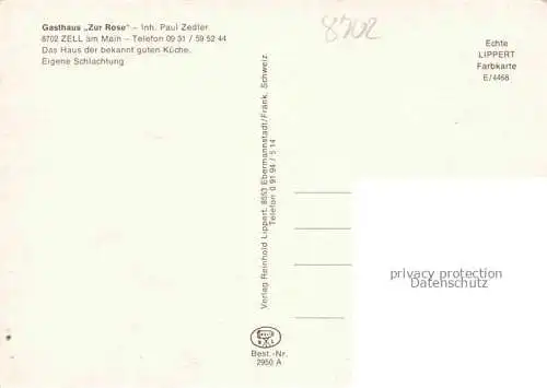 AK / Ansichtskarte Zell Main Gasthau zur Rose Gastraeume Mainpartie