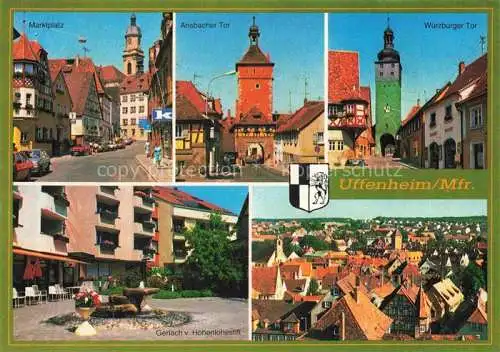 AK / Ansichtskarte Uffenheim Neustadt Aisch-Bad Windsheim Bayern Marktplatz Ansbacher Tor Wuerzburger Tor Gerlach von Hohenlohestift 