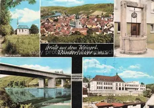 AK / Ansichtskarte Randersacker Bergkapelle Panorama Brunnen Autobahnbruecke Main Schulhaus