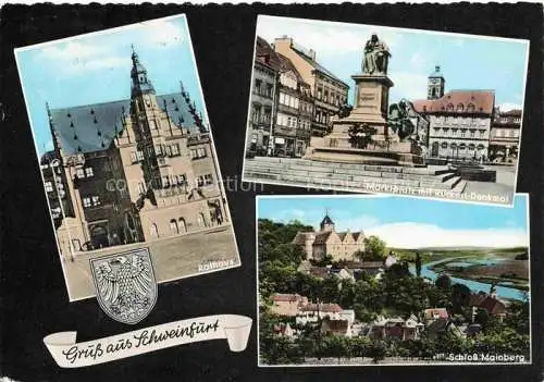 AK / Ansichtskarte SCHWEINFURT Main Rathaus Marktplatz mit Rueckert Denkmal Schloss Mainberg