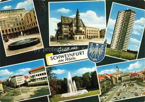 AK / Ansichtskarte SCHWEINFURT Main Brunnen Rathaus Stadtplatz Hochhaus Parkfontaene Marktplatz