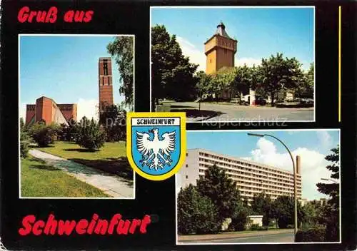 AK / Ansichtskarte SCHWEINFURT Main OT Bergl mit Wasserturm und Auferstehungskirche