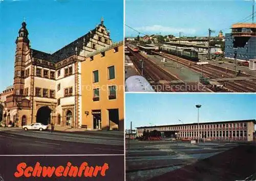 AK / Ansichtskarte SCHWEINFURT Main Rathaus und Hauptbahnhof