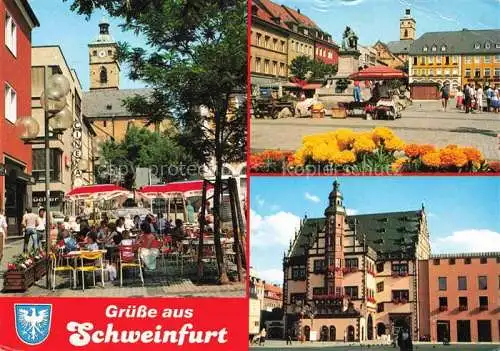 AK / Ansichtskarte SCHWEINFURT Main Strassencafe Marktplatz Rathaus