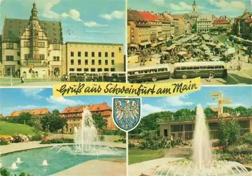 AK / Ansichtskarte SCHWEINFURT Main Rathaus Marktplatz Park Fontaene Schwimmbad