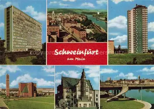 AK / Ansichtskarte SCHWEINFURT Main SKF Verwaltungsgebaeude und Wohnhochhaus Panorama Kirche Rathaus Mainbruecke