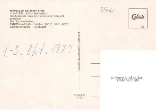 AK / Ansichtskarte Pruem Eifel Rheinland-Pfalz Hotel zum Goldenen Stern