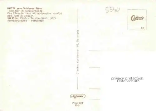 AK / Ansichtskarte Pruem Eifel Rheinland-Pfalz Hotel zum Goldenen Stern