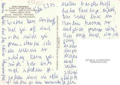 AK / Ansichtskarte Pruem Eifel Rheinland-Pfalz Hotel Tannenhof Hallenbad