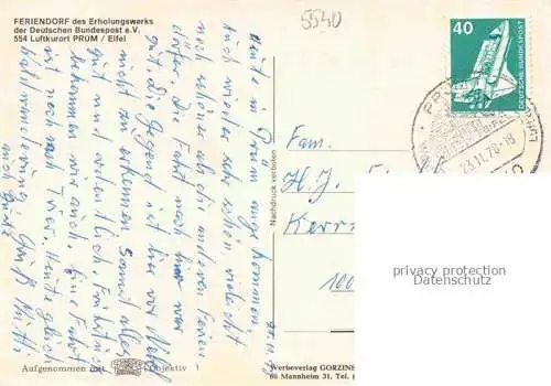 AK / Ansichtskarte Pruem Eifel Rheinland-Pfalz Feriendorf des Erholungswerks der Deutschen Bundespost Gastraum Panorama