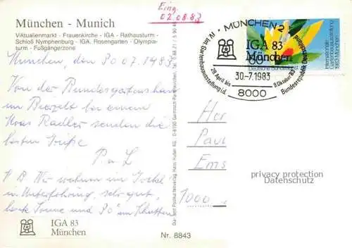 AK / Ansichtskarte IGA Gartenbauaustellung International Muenchen Rathausturm Rosengarten Frauenkirche Olympiaturm 