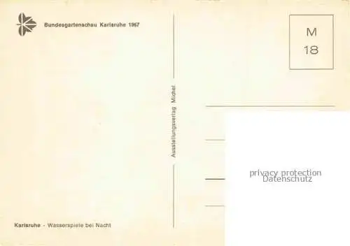 AK / Ansichtskarte BUGA Bundesgartenschau Karlsruhe Wasserspiele bei Nacht