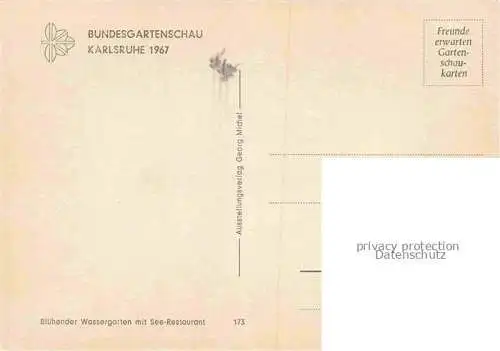 AK / Ansichtskarte BUGA Bundesgartenschau Karlsruhe Wassergarten See Restaurant 