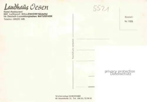 AK / Ansichtskarte Bollendorf  Suedeifel Eifelkreis Bitburg-Pruem Rheinland-Pfalz Landhaus Oesen Terrasse
