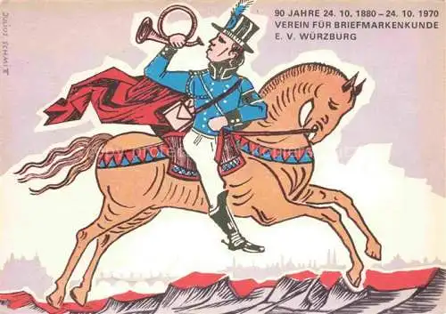 AK / Ansichtskarte WueRZBURG Bayern Postillion Verein fuer Briefmarkenkunde Illustration