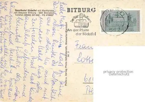 AK / Ansichtskarte Biersdorf See Eifelkreis Sporthotel Suedeifel mit Marktplatz am Stausee Bitburg