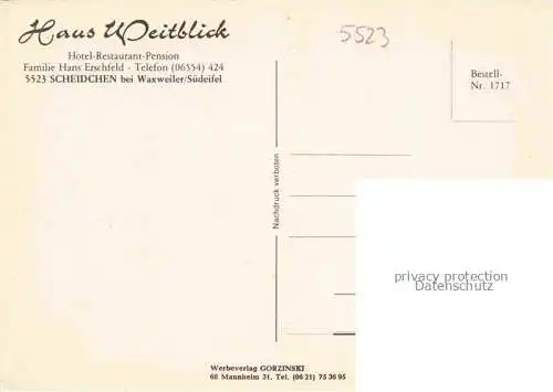 AK / Ansichtskarte Scheidchen Waxweiler Eifelkreis Bitburg-Pruem Rheinland-Pfalz Haus Weitblick Gastraum