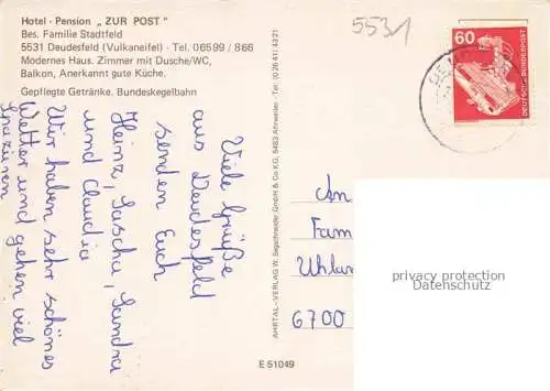 AK / Ansichtskarte Deudesfeld Hotel zur Post Gastraeume Liegewiese Bar