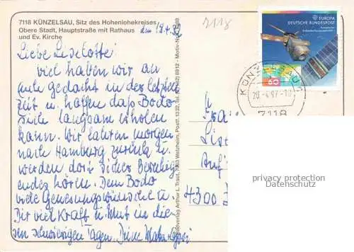 AK / Ansichtskarte Kuenzelsau Obere Stadt Hauptstrasse Rathaus Ev Kirche