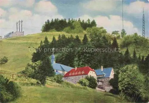 AK / Ansichtskarte Kreuzberg  932m Rhoen Kloster Bischofsheim Franziskaner Kloster mit Fernseh- und Rundfunksender