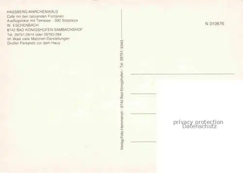 AK / Ansichtskarte Sambachshof Hassberg Maerchenwald Wasserspiele Café