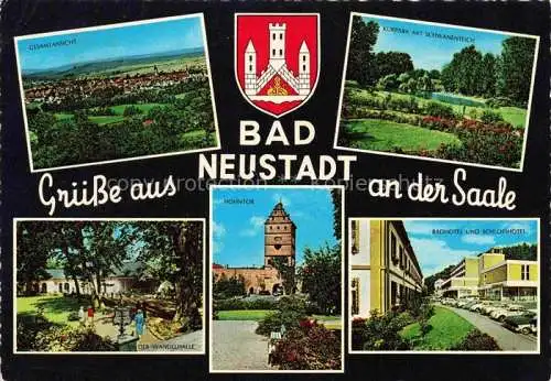 AK / Ansichtskarte Bad Neustadt Saale Bayern Gesamtansicht Kurpark Schwanenteich Wandelhalle Hohntor Badhotel Schlosshotel