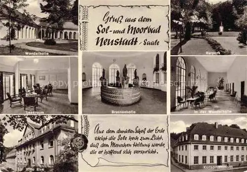 AK / Ansichtskarte Bad Neustadt Saale Bayern Wandelhalle Kurpark Leseraum Brunnenhalle Villa Else Kursanatorium