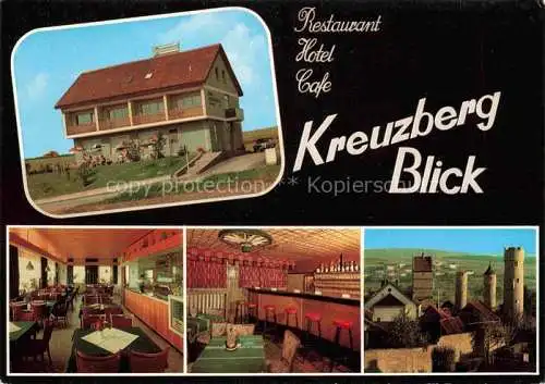 AK / Ansichtskarte Bad Neustadt Saale Bayern Hotel Restaurant Café Kreuzbergblick