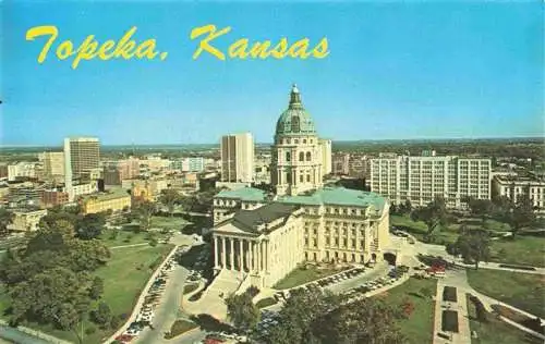 AK / Ansichtskarte Topeka Kansas USA Skyline View of Downtown with the State Capitol Building in the foreground