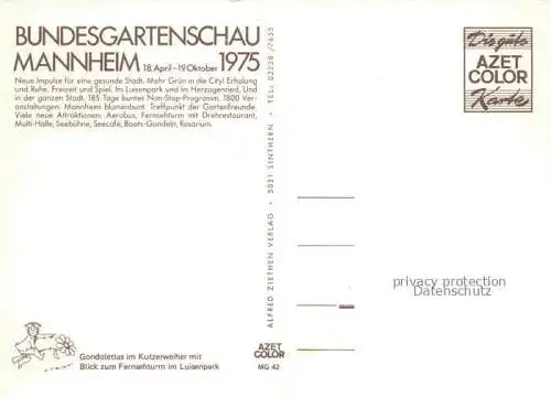 AK / Ansichtskarte BUGA Bundesgartenschau Mannheim Gondolettas Kutzerweiher