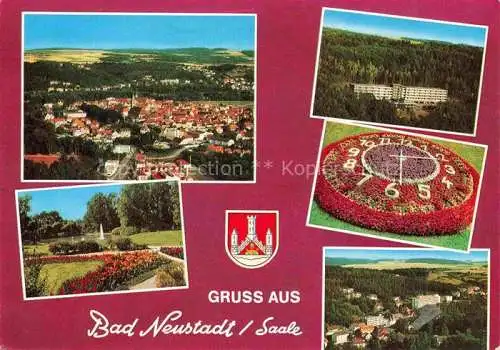 AK / Ansichtskarte Bad Neustadt Saale Bayern Luftaufnahme Kurpark Sanatorium Blumenuhr