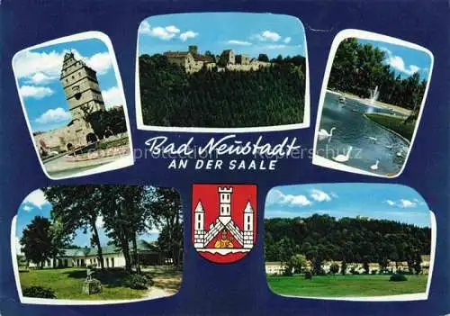 AK / Ansichtskarte Bad Neustadt Saale Bayern Teilansichten Hohntor Wandelhalle Schwanenteich