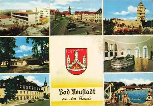 AK / Ansichtskarte Bad Neustadt Saale Bayern Teilansichten Wandelhalle Freibad Hohntor