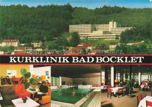 AK / Ansichtskarte Bad Bocklet Bad Kissingen Bayern Kurklinik Aufenthaltsraum Hallenbad Restaurant