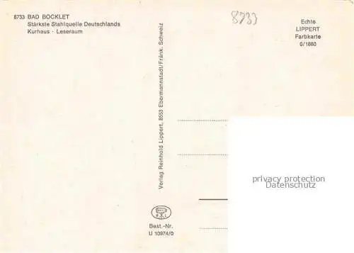 AK / Ansichtskarte Bad Bocklet Bad Kissingen Bayern Kurhaus Leseraum