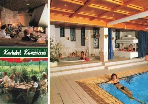 AK / Ansichtskarte Bad Bocklet Bad Kissingen Bayern Kurhotel Kunzmann Kaminzimmer Terrasse Hallenbad