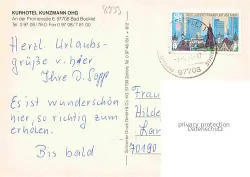 AK / Ansichtskarte Bad Bocklet Bad Kissingen Bayern Kurhotel Kunzmann Kaminzimmer Terrasse Hallenbad