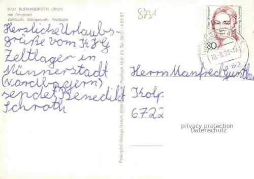 AK / Ansichtskarte Burkardroth Rhoen Bad Kissingen Bayern Panorama Ortsteile Zahlbach Stangenroth und Wollbach
