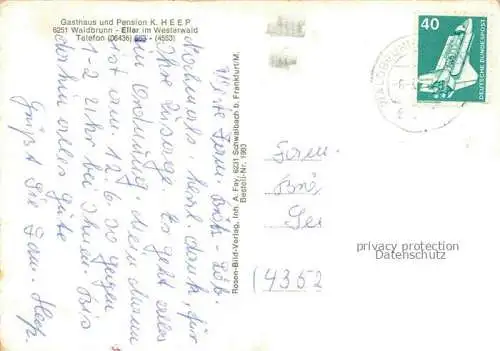 AK / Ansichtskarte Ellar Limburg Lahn Ortsansicht mit Kirche Gasthaus Pension Heep Waldpartie Landschaft