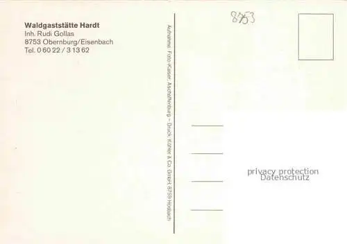 AK / Ansichtskarte Obernburg Main Eisenbach Miltenberg Bayern Waldgaststaette Hardt Restaurant