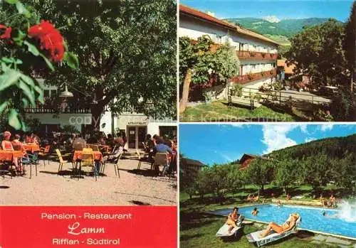 AK / Ansichtskarte Riffian Meran IT Restaurant Lamm Terrasse Schwimmbad