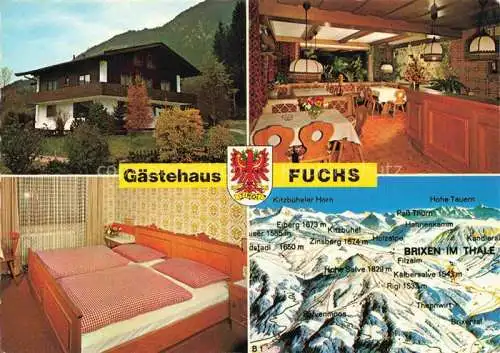 AK / Ansichtskarte Brixen Thale Tirol AT Gaestehaus Fuchs Gaststube Zimmer Panoramakarte