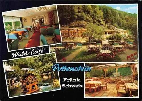 AK / Ansichtskarte Pottenstein Oberfranken Wald Cafe Oberes Puettlachtal Terrasse Wasserrad Freiterrasse