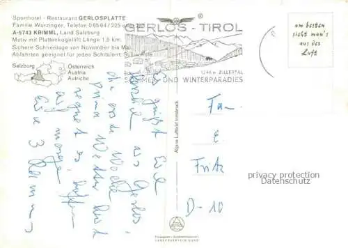 AK / Ansichtskarte Krimml 1076m Pinzgau AT Sporthotel Gerlosplatte mit Plattenkogel Fliegeraufnahme
