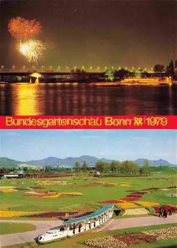 AK / Ansichtskarte BUGA Bundesgartenschau Bonn Feuerwerk Rheinaue Blumenbahn