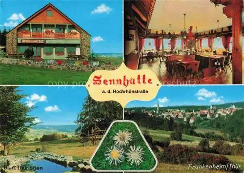 AK / Ansichtskarte Fladungen Sennhuette Hochrhoenstrasse Gaststaette Panorama Blick nach Thueringen Frankenheim